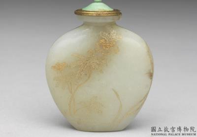 图片[2]-Jade snuff bottle with a filled-gold floral decoration, Qing dynasty, 18th century-China Archive